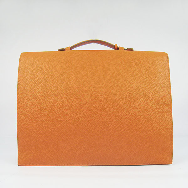 Fake Hermes Leather Small Briefcase Orange 2813